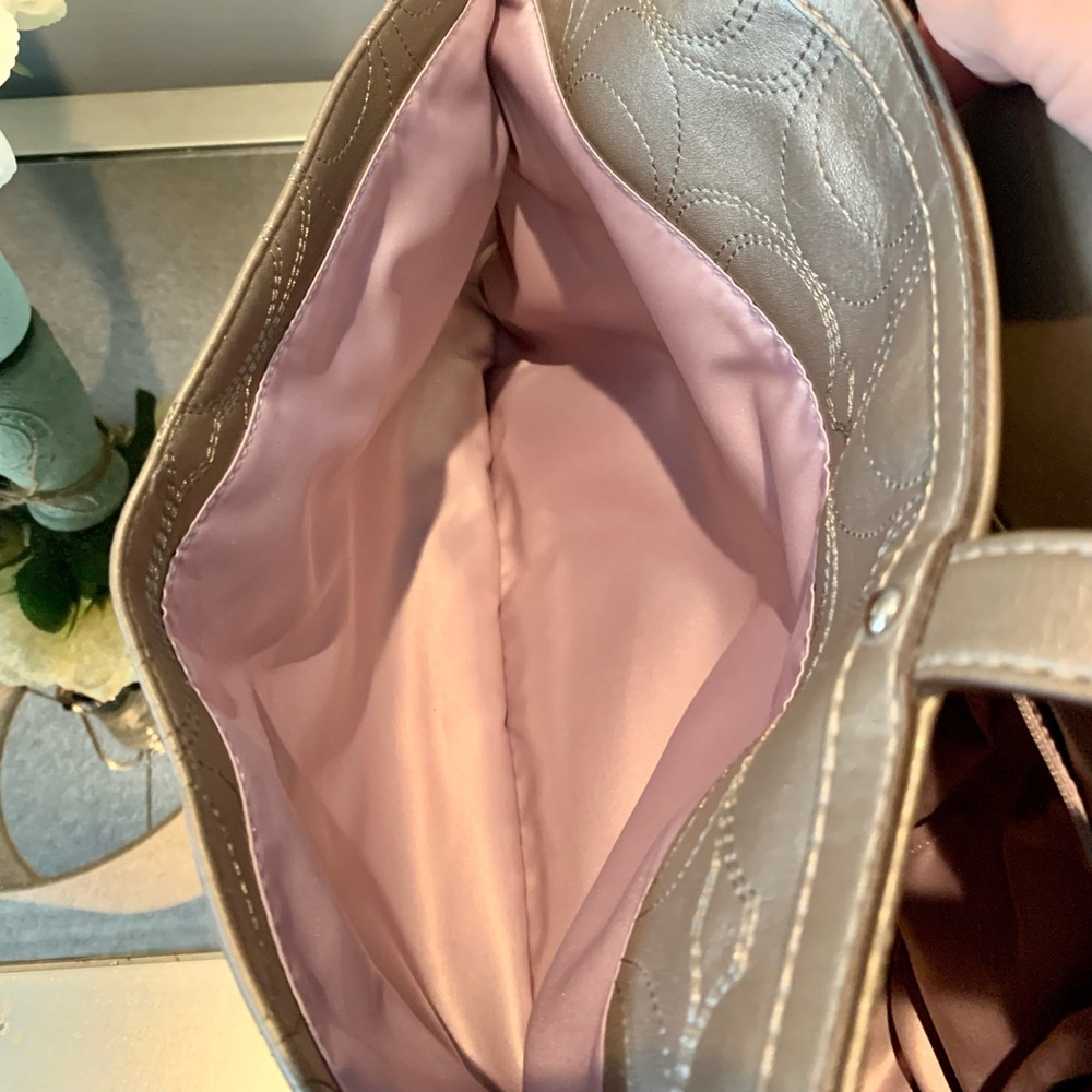 Coach Metallic Taupe Leather Tote/Diaper Bag - Picture 9 of 11